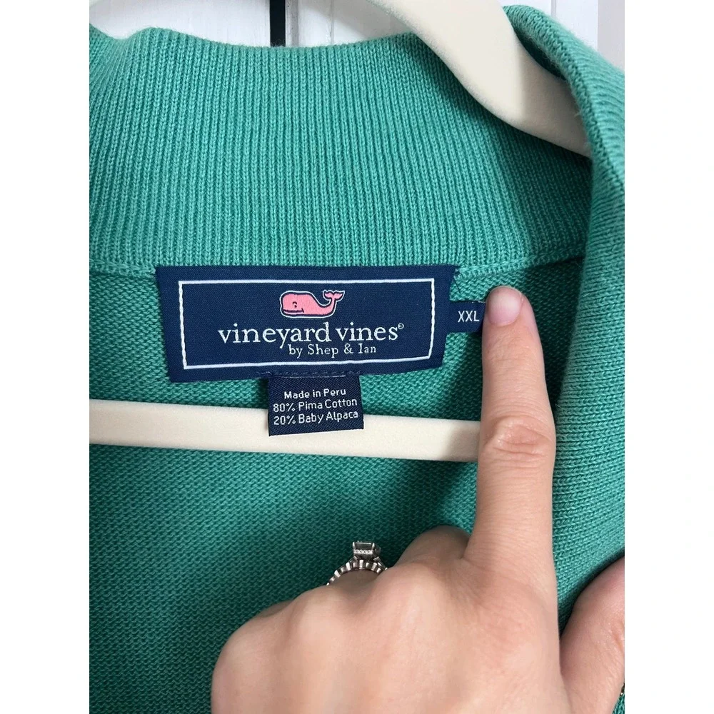 Vineyard Vines Pima Cotton Alpaca 1/4 Zip Mens Size XXL Elbow Patch Sweater